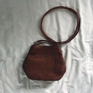 Woven vinyl shoulder bag